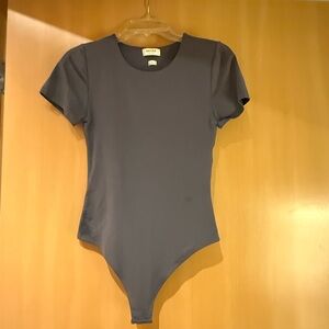 Aritzia Short Sleeve Slate Gray Bodysuit